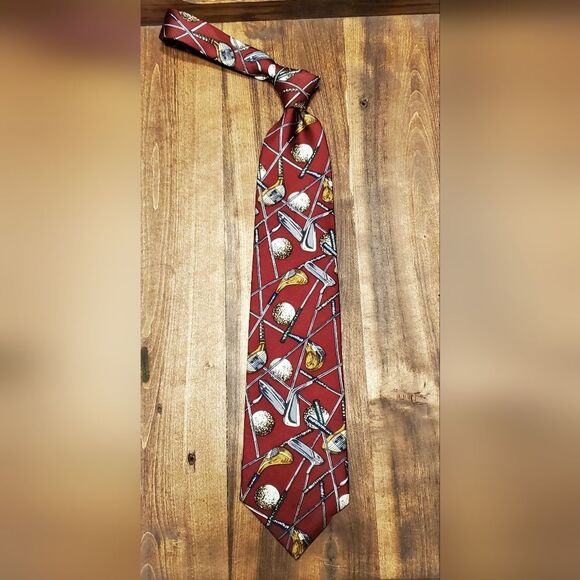 Ashford & Brooks London Golf Themed All Silk Men's Neck Tie - Picture 5 of 5